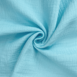 Ткань Муслин Жатый (Ширина 1,4м), цвет Небесно-голубой (на отрез) в Феодосия