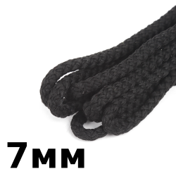 Шнур с сердечником 7мм, цвет Чёрный (плетено-вязанный, плотный)  в Феодосия