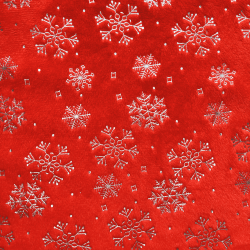 Ткань Искусственный Мех Коротковорсовый 190 гр/м2 (Ширина 150см), принт Снежинки на красном в Феодосия